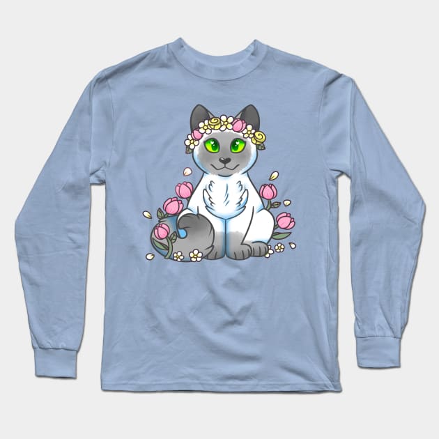 Flower Crown Kitty Long Sleeve T-Shirt by leashonlife